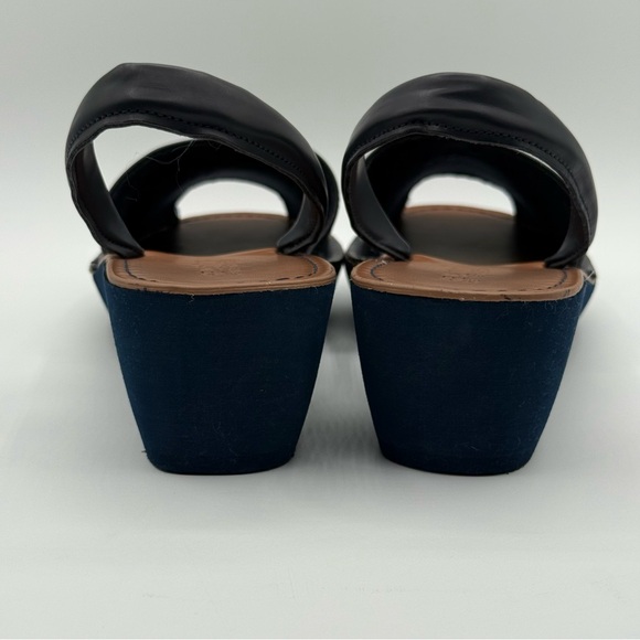 Reaction Kenneth Cole Fine Glass Wedge Slingback Sandal Navy Blue Size 9 - Picture 6 of 13